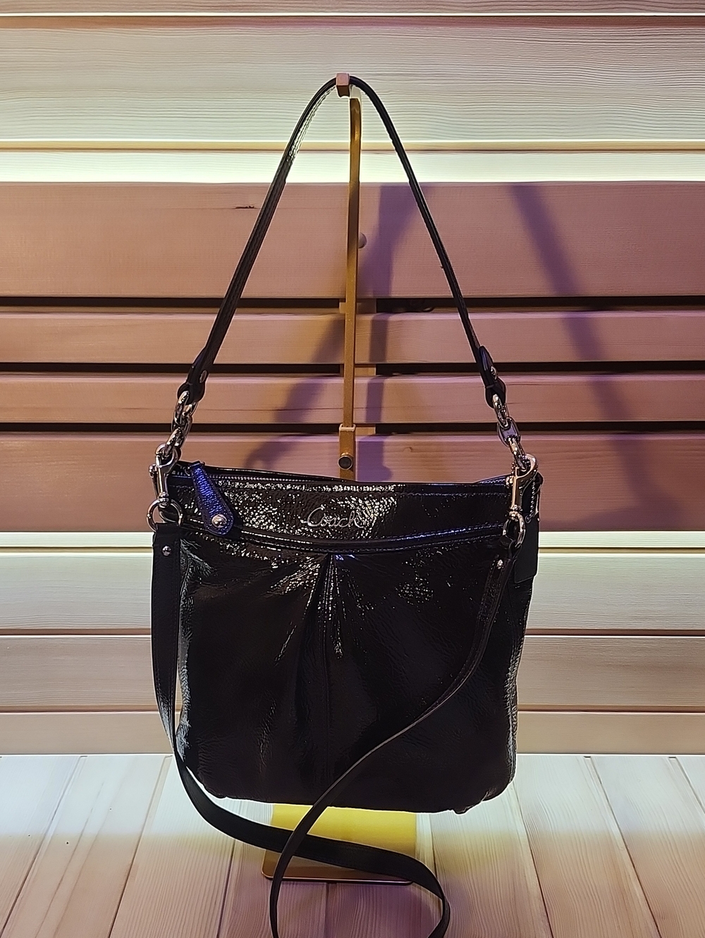 Coach Ashley Mahogany Patent Leather Shoulder Bag